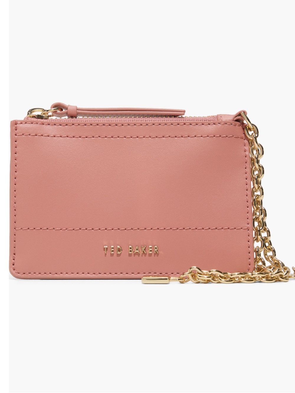 Ted Baker Dark Rose Fonce Cardholder Wristlet with Gold Chain Charms